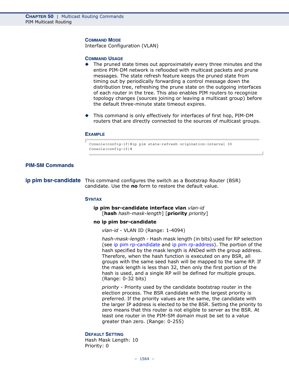Pim-sm commands, Ip pim bsr-candidate | LevelOne GTL-2691 User Manual | Page 1564 / 1644