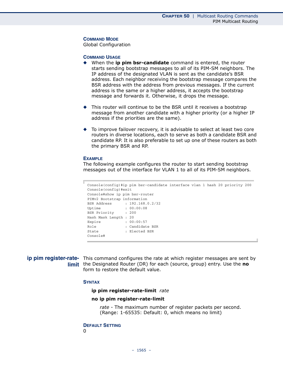 Ip pim register-rate- limit, Ip pim register-rate-limit | LevelOne GTL-2691 User Manual | Page 1565 / 1644