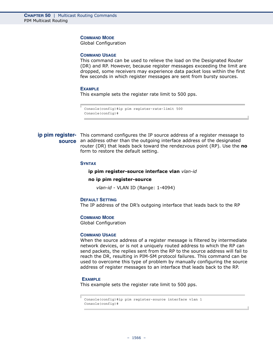 Ip pim register- source, Ip pim register-source | LevelOne GTL-2691 User Manual | Page 1566 / 1644