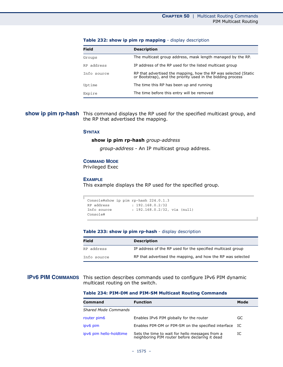 Show ip pim rp-hash, Ipv6 pim commands, 6 pim c | LevelOne GTL-2691 User Manual | Page 1575 / 1644