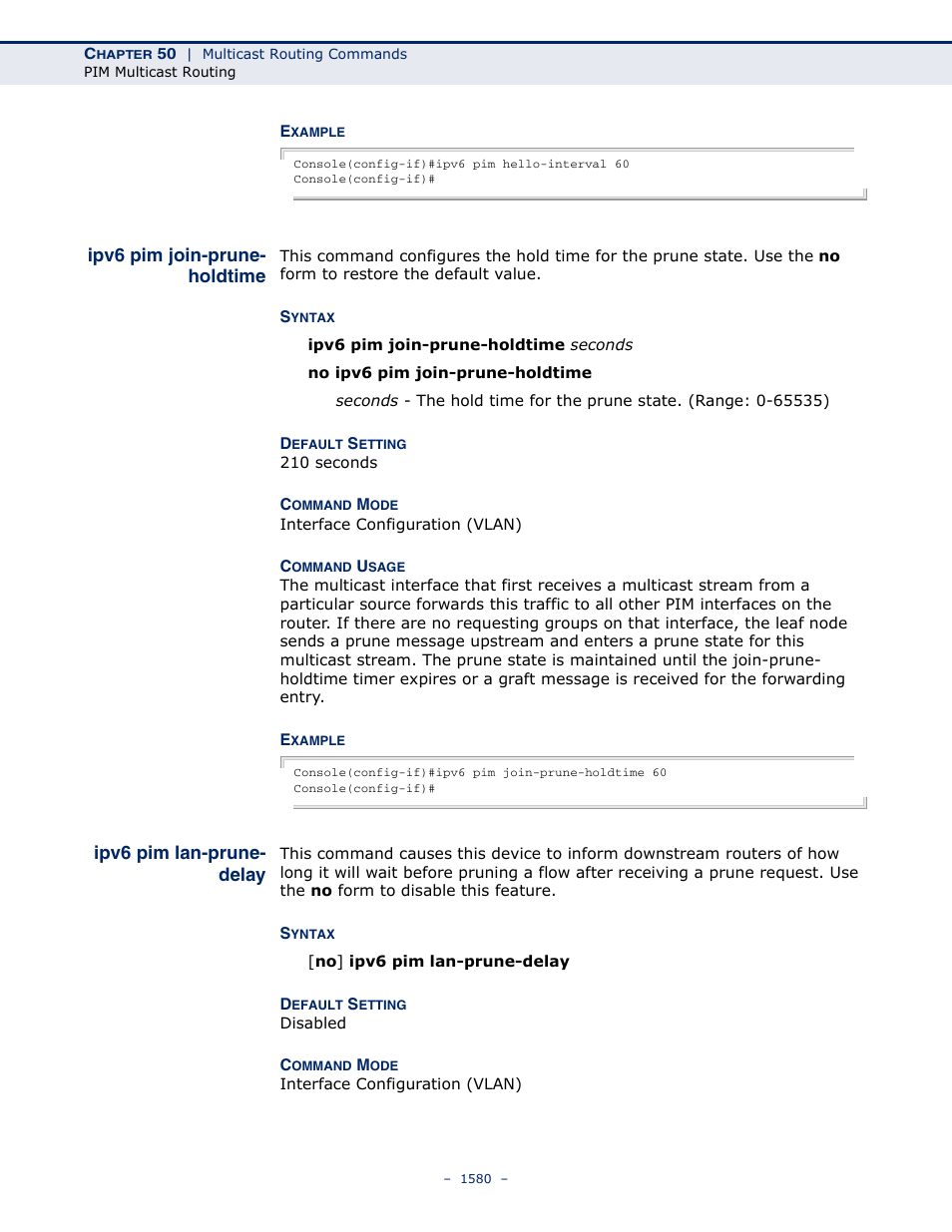 Ipv6 pim join-prune- holdtime, Ipv6 pim lan-prune- delay, Ipv6 pim join-prune-holdtime | Ipv6 pim lan-prune-delay, Ipv6 pim join-prune, Holdtime | LevelOne GTL-2691 User Manual | Page 1580 / 1644