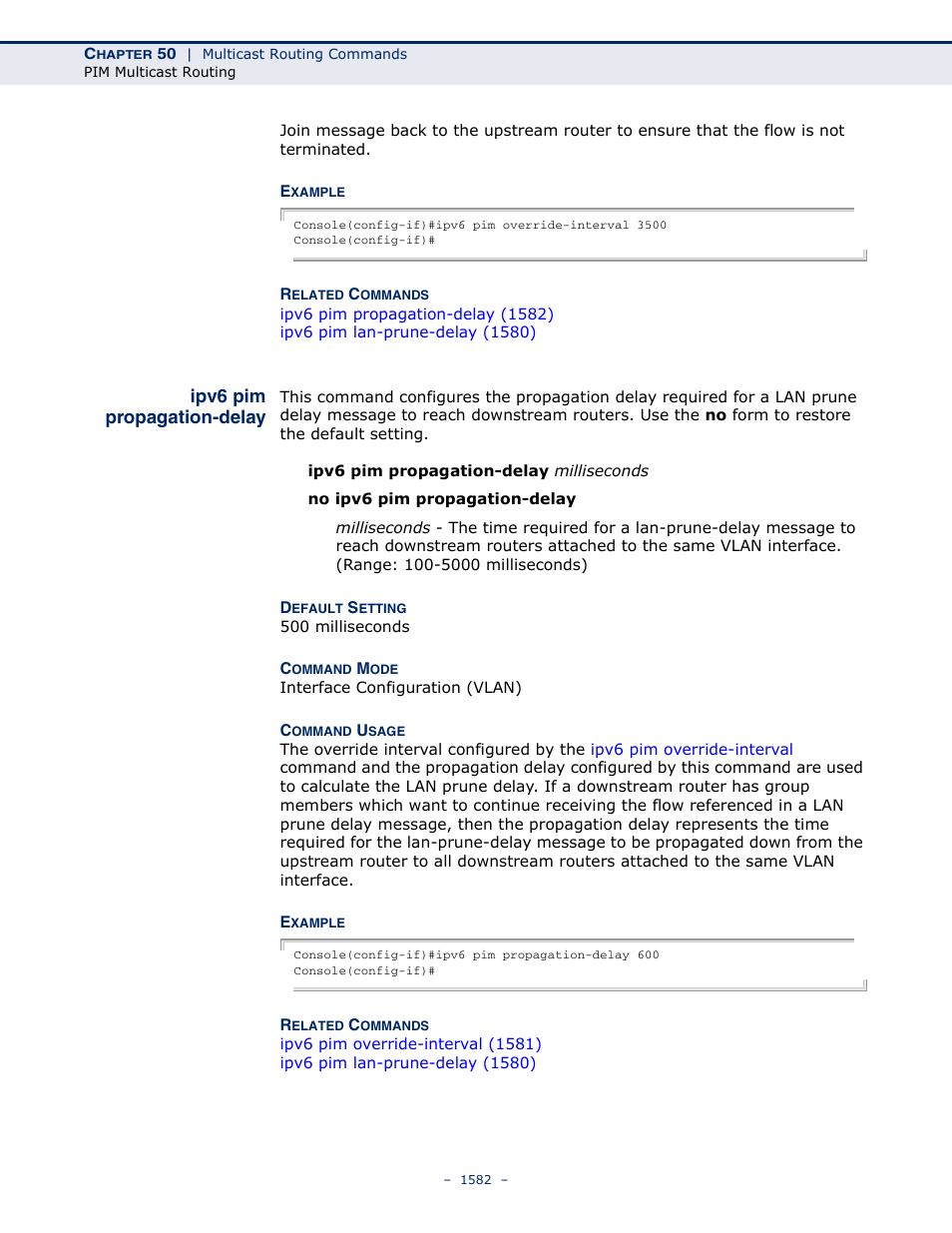 Ipv6 pim propagation-delay, Ipv6 pim propagation, Delay | LevelOne GTL-2691 User Manual | Page 1582 / 1644