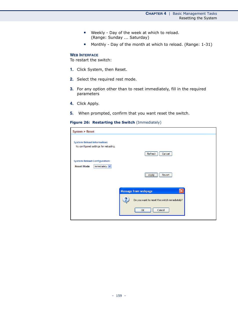 Figure 26: restarting the switch (immediately) | LevelOne GTL-2691 User Manual | Page 159 / 1644