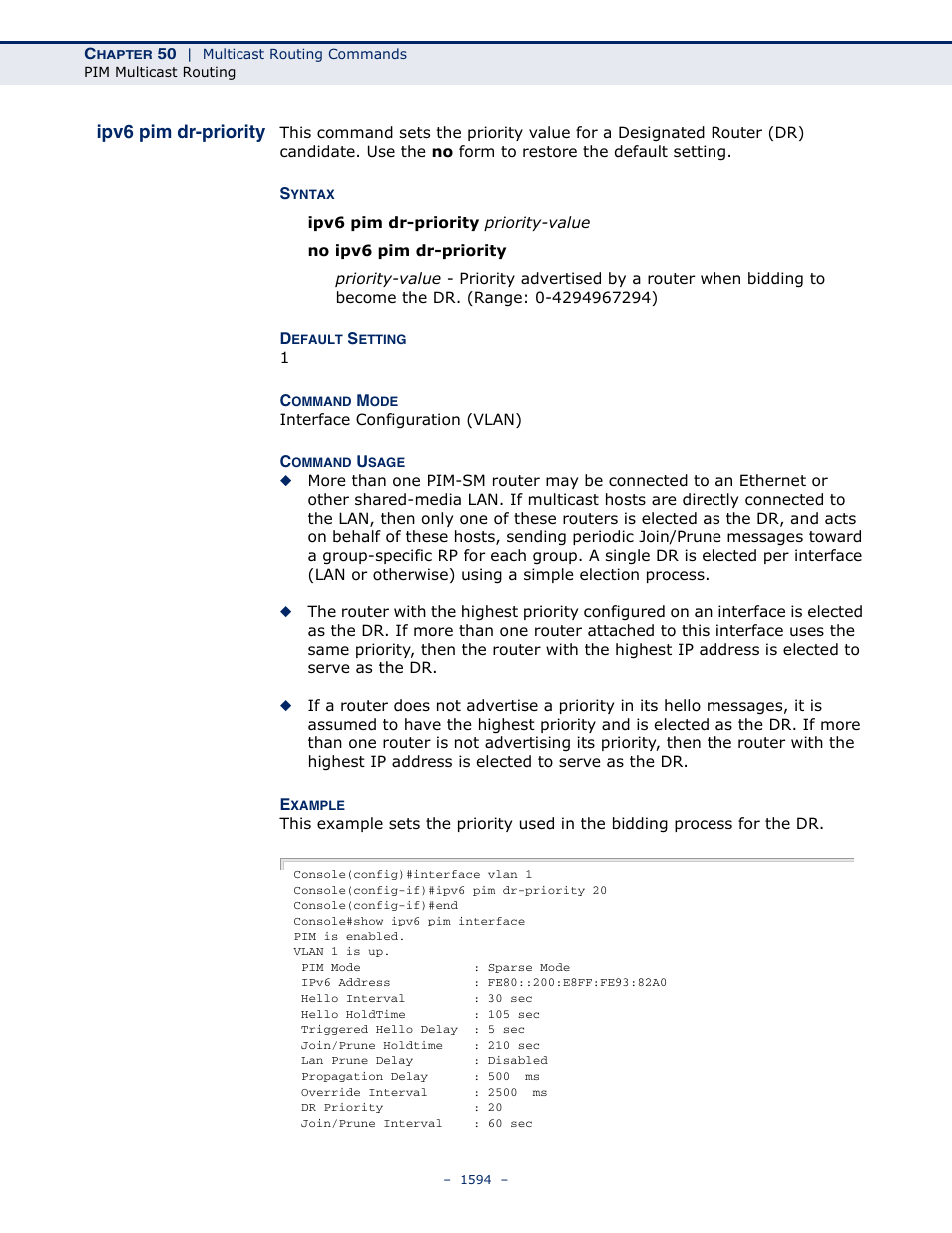 Ipv6 pim dr-priority | LevelOne GTL-2691 User Manual | Page 1594 / 1644