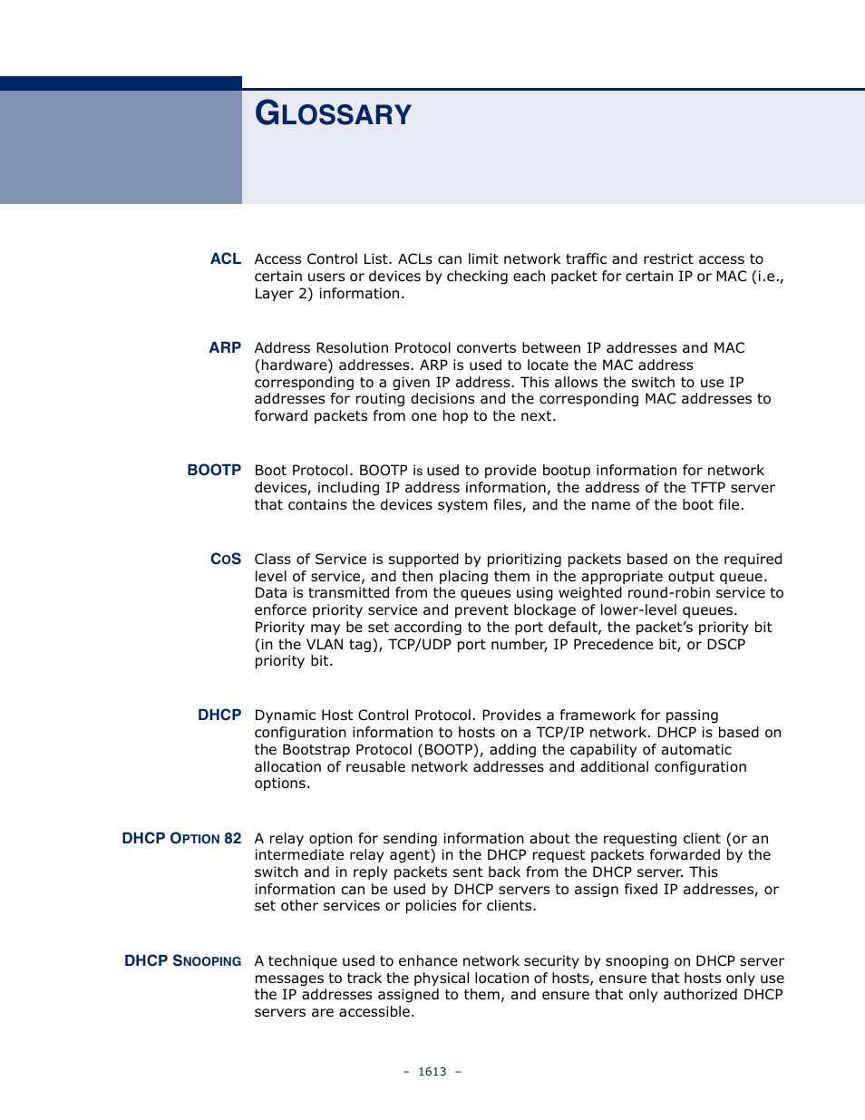 Glossary, Lossary | LevelOne GTL-2691 User Manual | Page 1613 / 1644