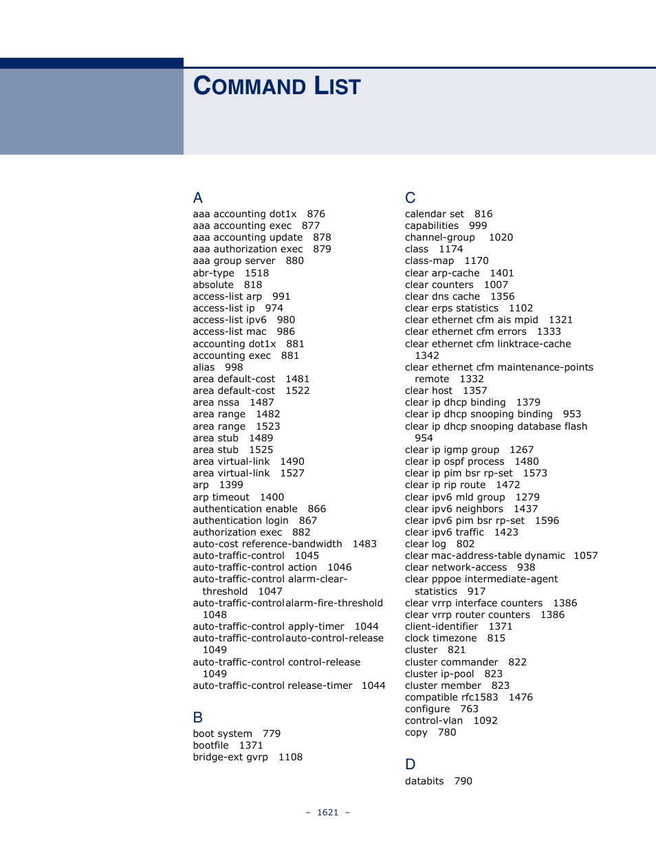 Command list, Ommand | LevelOne GTL-2691 User Manual | Page 1621 / 1644