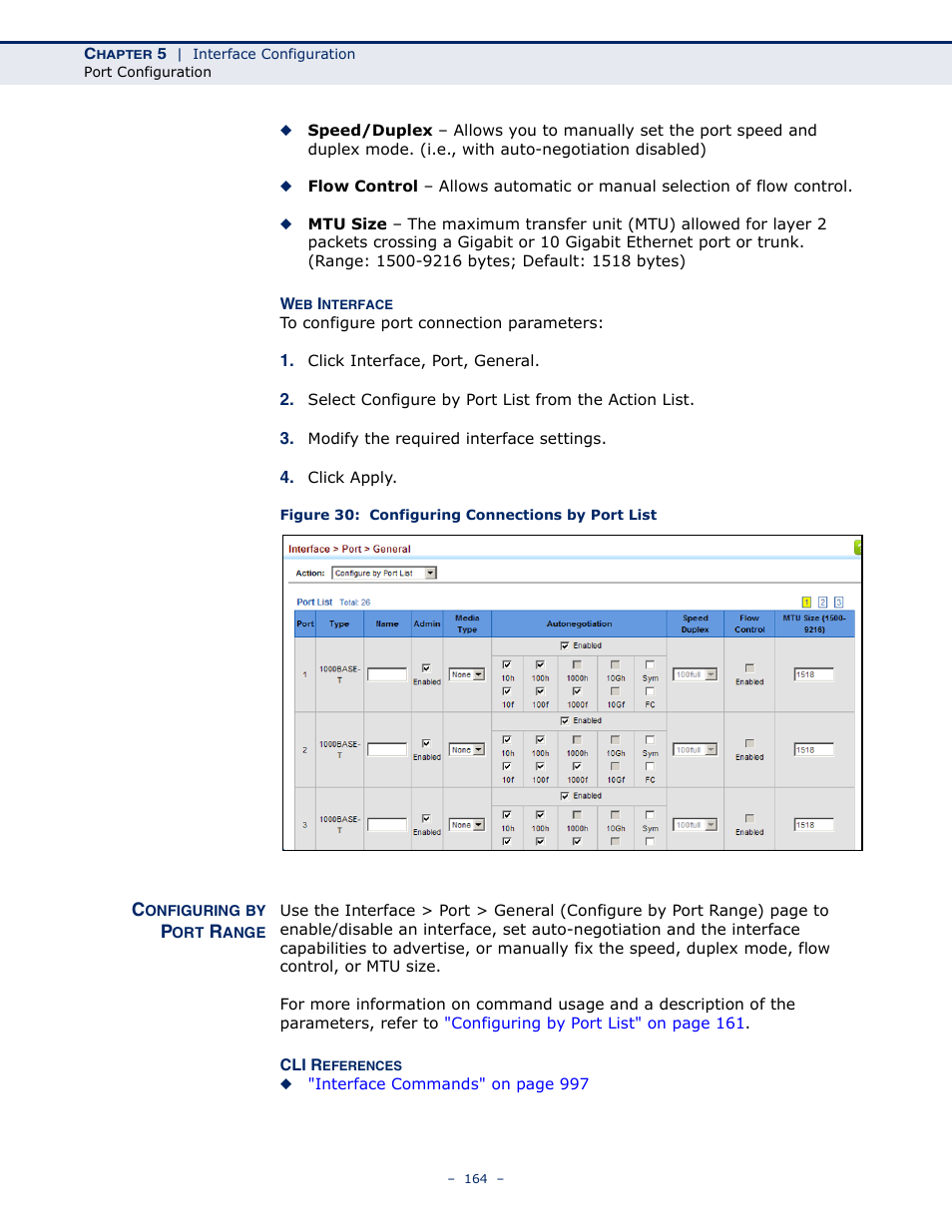 Configuring by port range, Figure 30: configuring connections by port list | LevelOne GTL-2691 User Manual | Page 164 / 1644