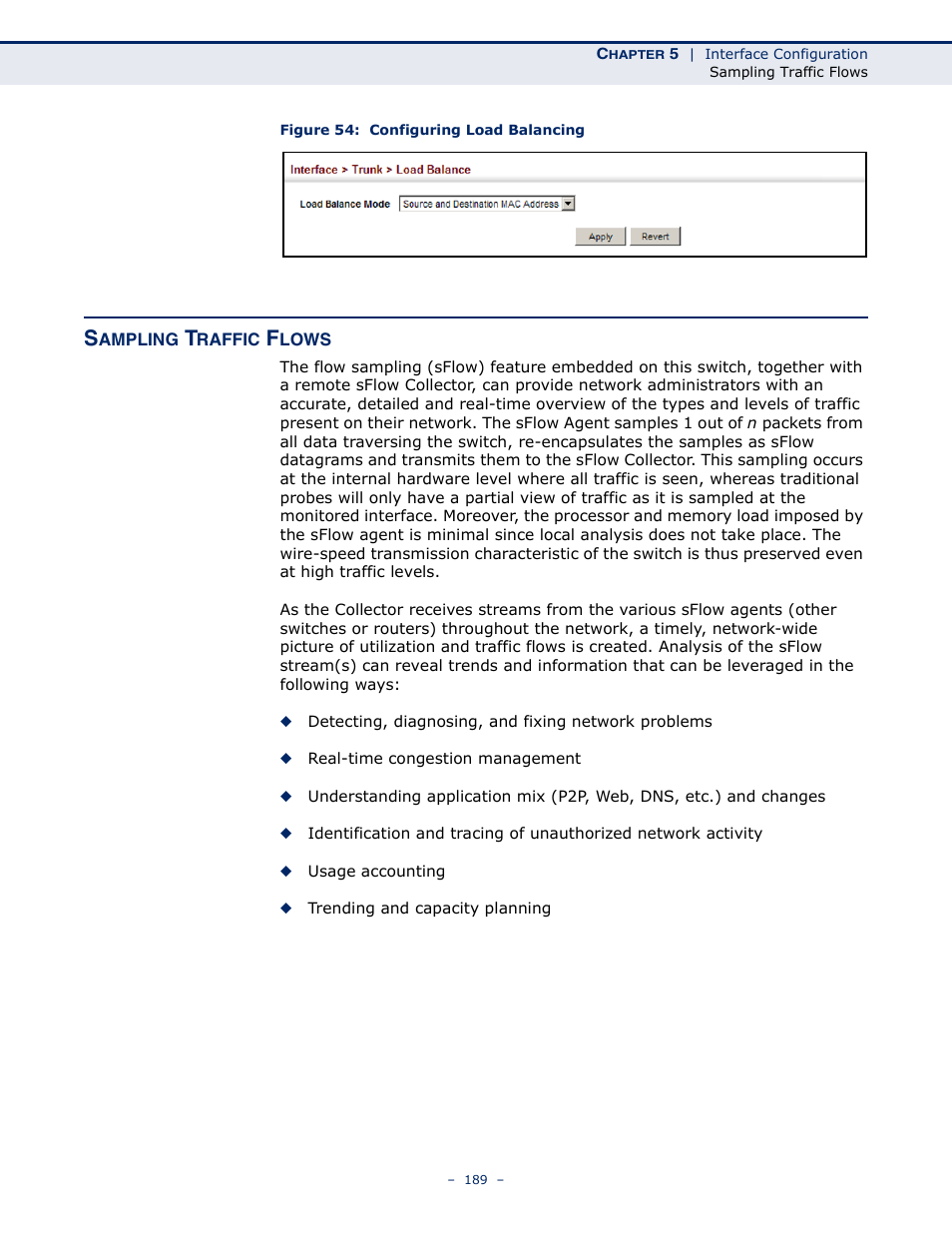 Sampling traffic flows, Figure 54: configuring load balancing, Flow sampling | LevelOne GTL-2691 User Manual | Page 189 / 1644