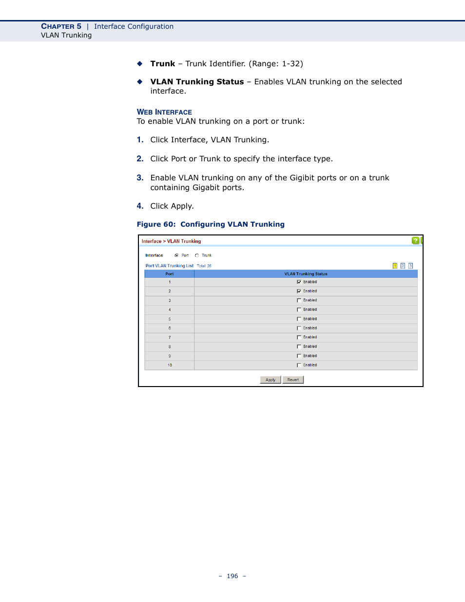 Figure 60: configuring vlan trunking | LevelOne GTL-2691 User Manual | Page 196 / 1644