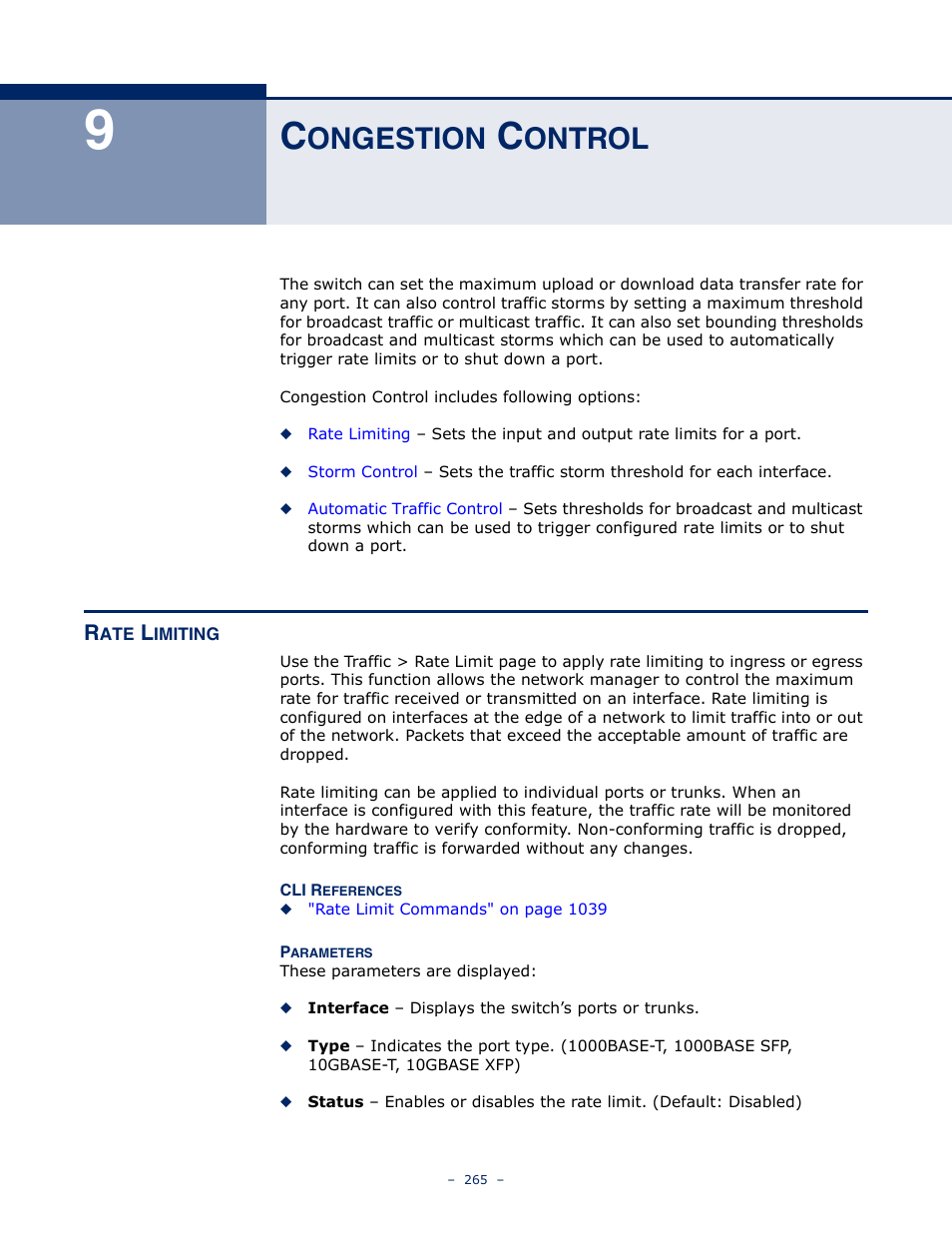 Congestion control, Rate limiting, Ongestion | Ontrol | LevelOne GTL-2691 User Manual | Page 265 / 1644