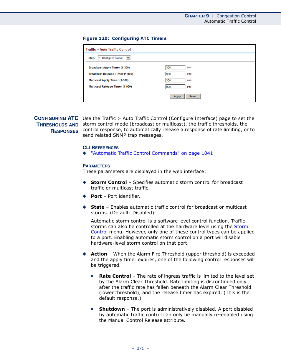 Configuring atc thresholds and responses, Figure 120: configuring atc timers | LevelOne GTL-2691 User Manual | Page 271 / 1644