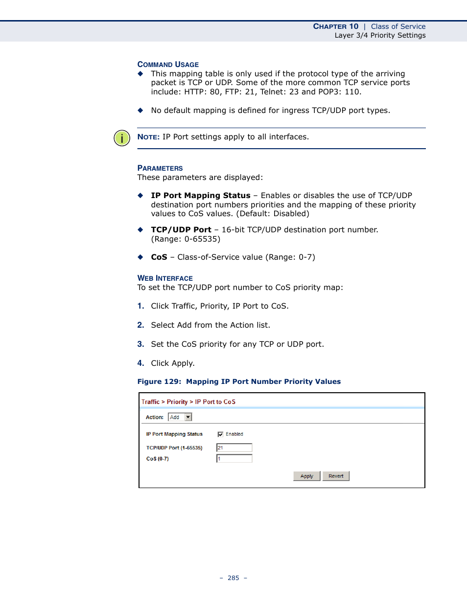 Figure 129: mapping ip port number priority values | LevelOne GTL-2691 User Manual | Page 285 / 1644