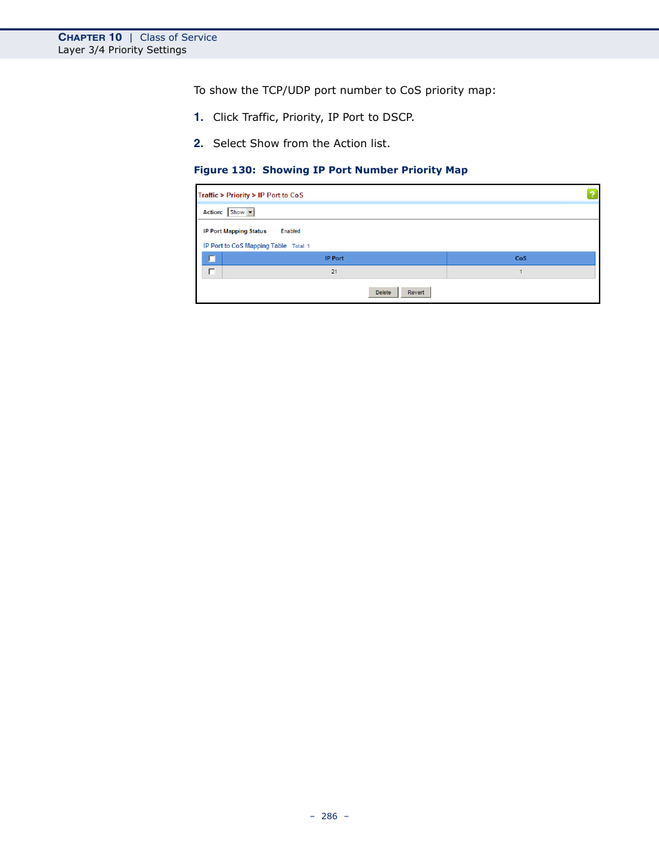 Figure 130: showing ip port number priority map | LevelOne GTL-2691 User Manual | Page 286 / 1644