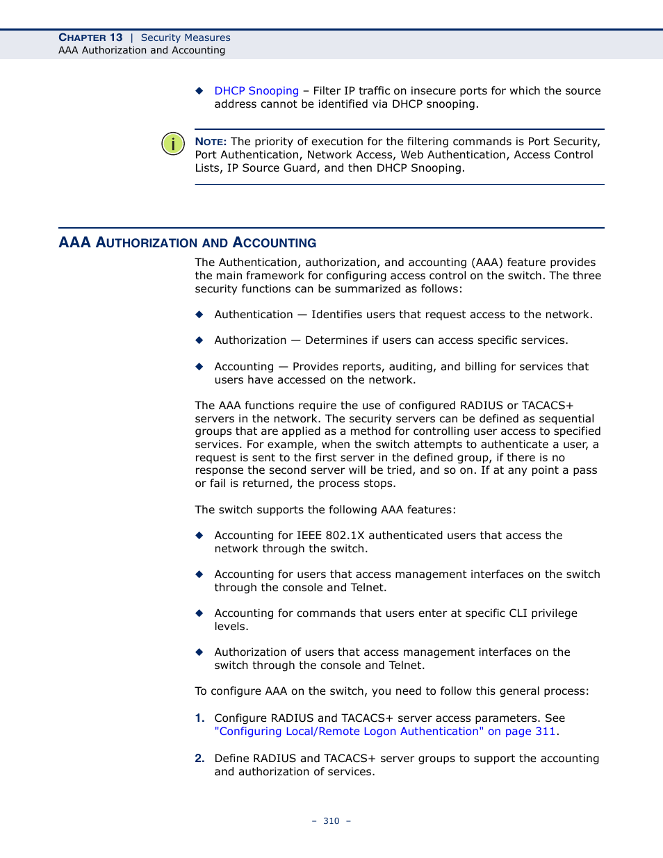 Aaa authorization and accounting, Aaa a | LevelOne GTL-2691 User Manual | Page 310 / 1644