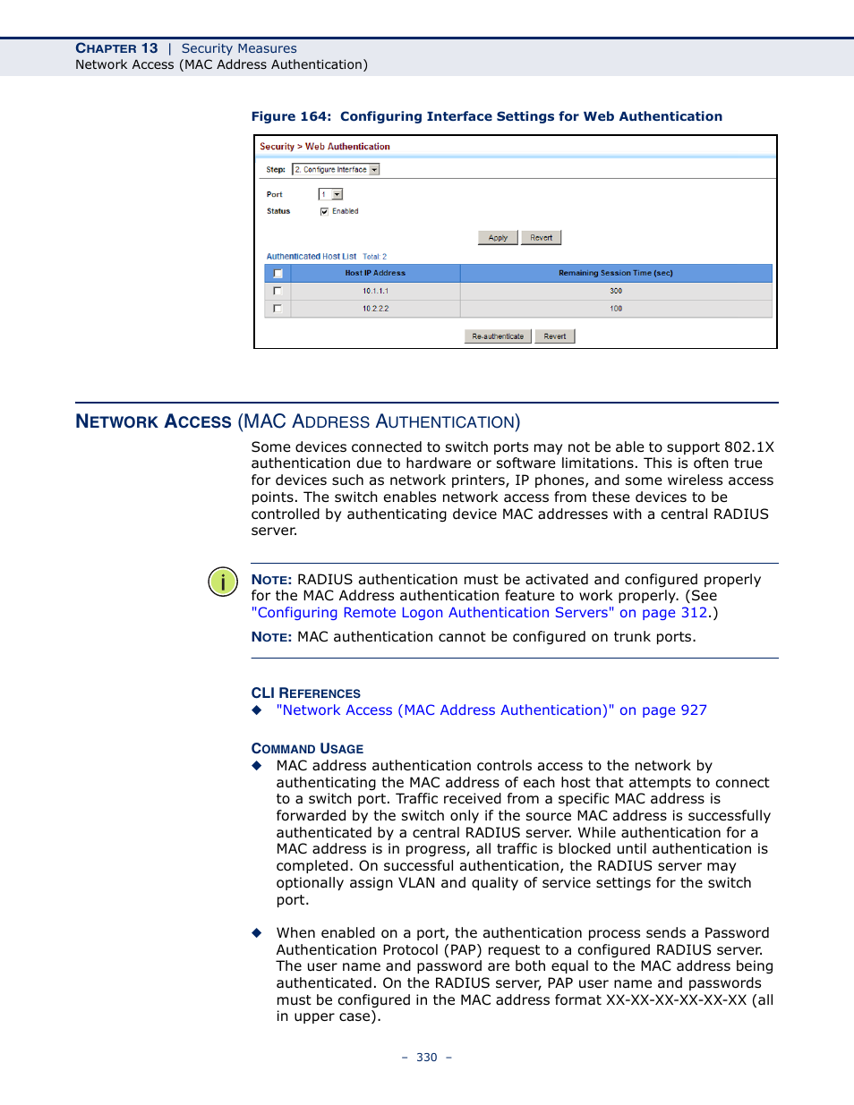 Network access (mac address authentication), Network access, Conf | Mac a | LevelOne GTL-2691 User Manual | Page 330 / 1644