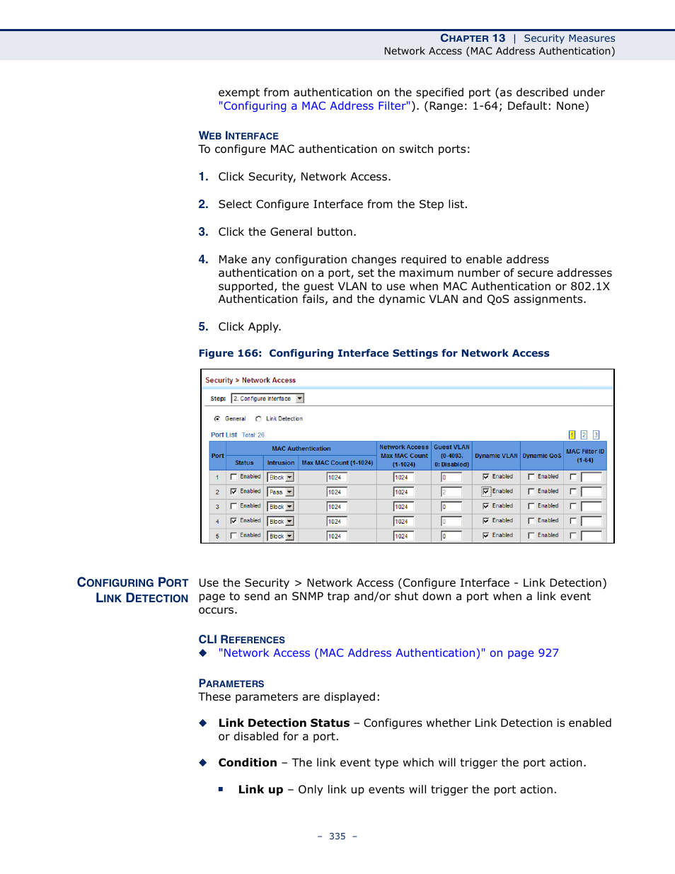 Configuring port link detection | LevelOne GTL-2691 User Manual | Page 335 / 1644