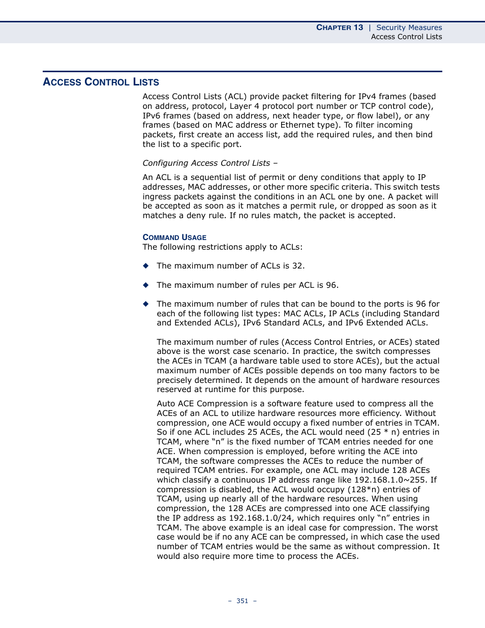 Access control lists | LevelOne GTL-2691 User Manual | Page 351 / 1644