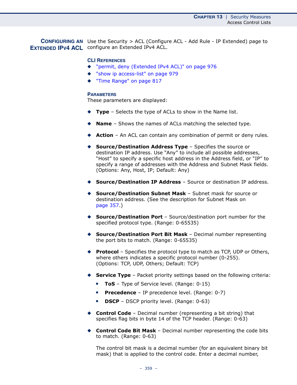 Configuring an extended ipv4 acl | LevelOne GTL-2691 User Manual | Page 359 / 1644