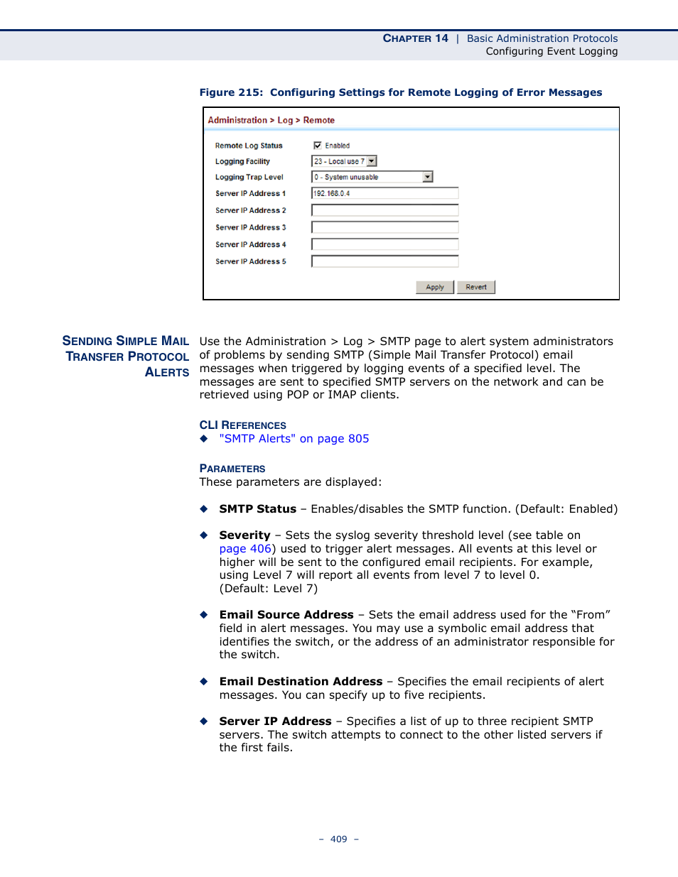 Sending simple mail transfer protocol alerts | LevelOne GTL-2691 User Manual | Page 409 / 1644