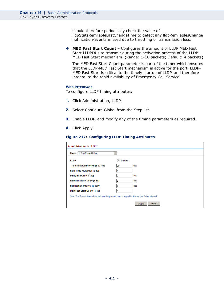 Figure 217: configuring lldp timing attributes | LevelOne GTL-2691 User Manual | Page 412 / 1644