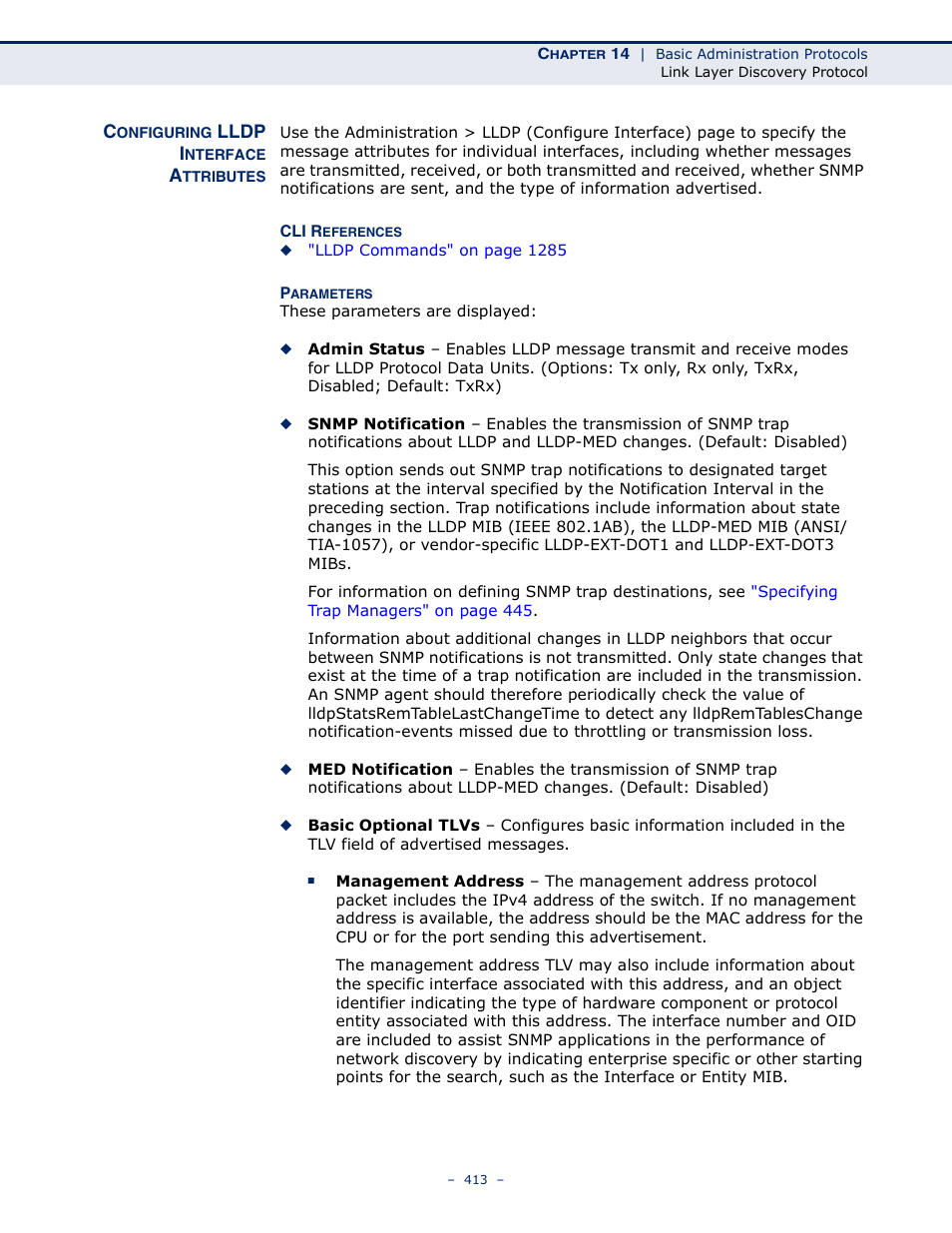 Configuring lldp interface attributes | LevelOne GTL-2691 User Manual | Page 413 / 1644