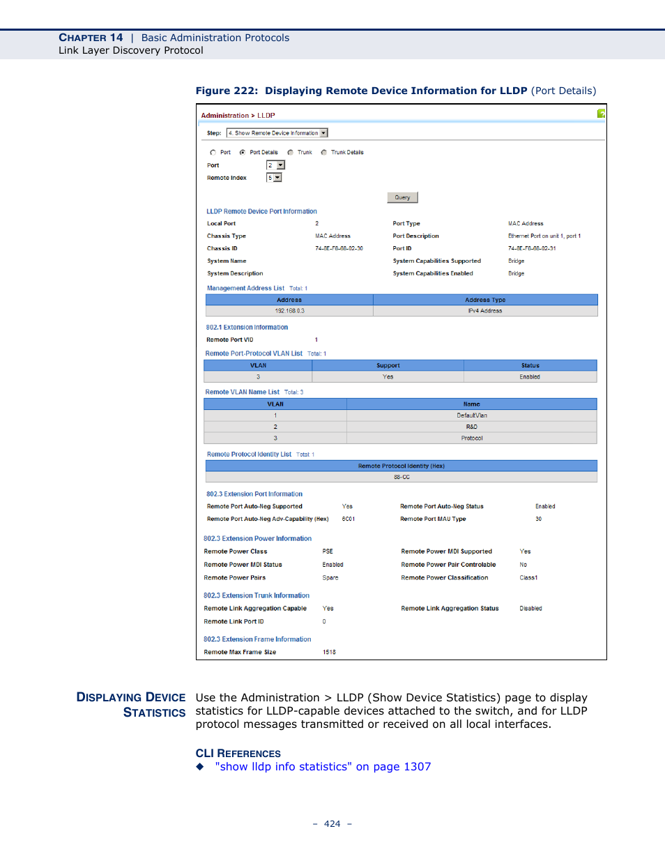 Displaying device statistics | LevelOne GTL-2691 User Manual | Page 424 / 1644