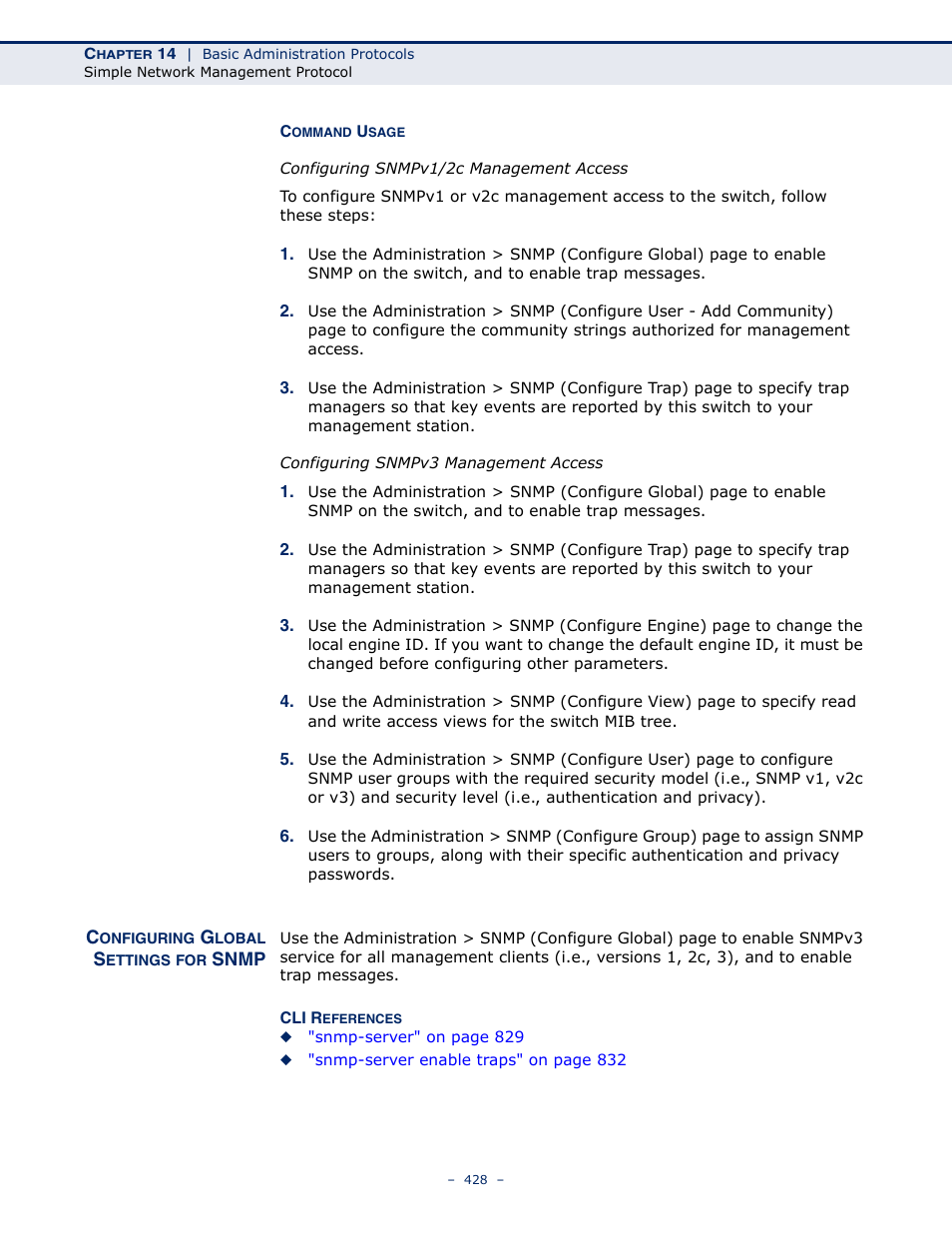 Configuring global settings for snmp | LevelOne GTL-2691 User Manual | Page 428 / 1644