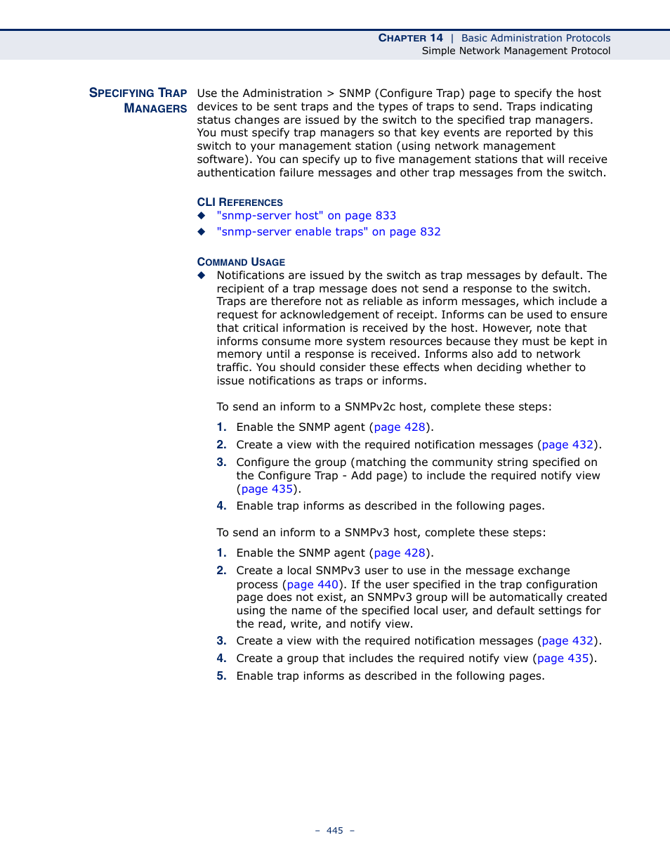 Specifying trap managers, Specifying | LevelOne GTL-2691 User Manual | Page 445 / 1644