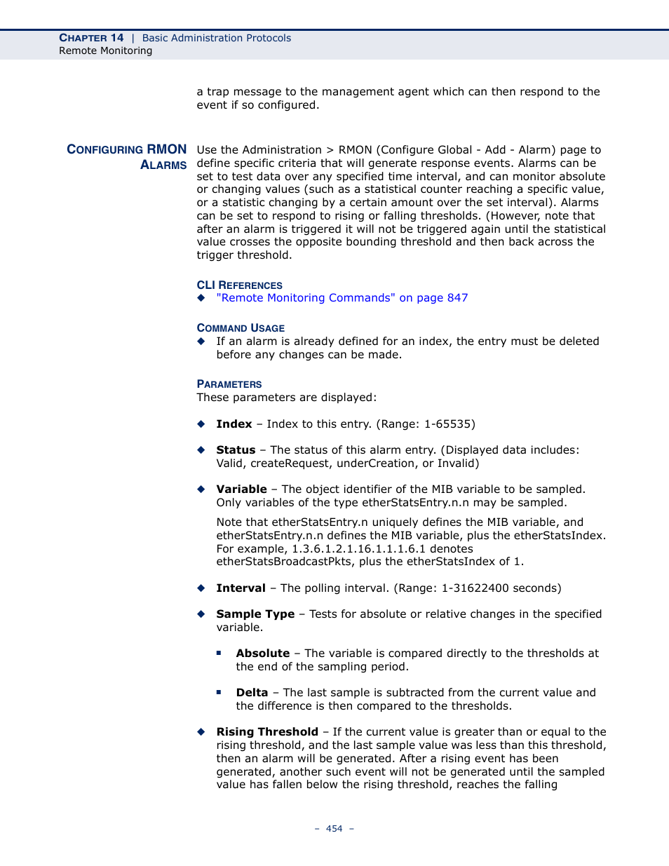 Configuring rmon alarms | LevelOne GTL-2691 User Manual | Page 454 / 1644