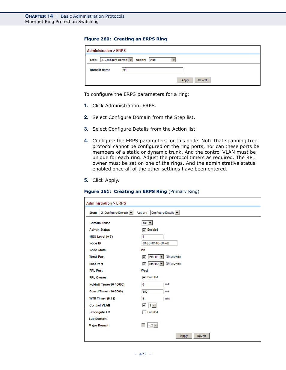 Figure 260: creating an erps ring, Figure 261: creating an erps ring (primary ring) | LevelOne GTL-2691 User Manual | Page 472 / 1644