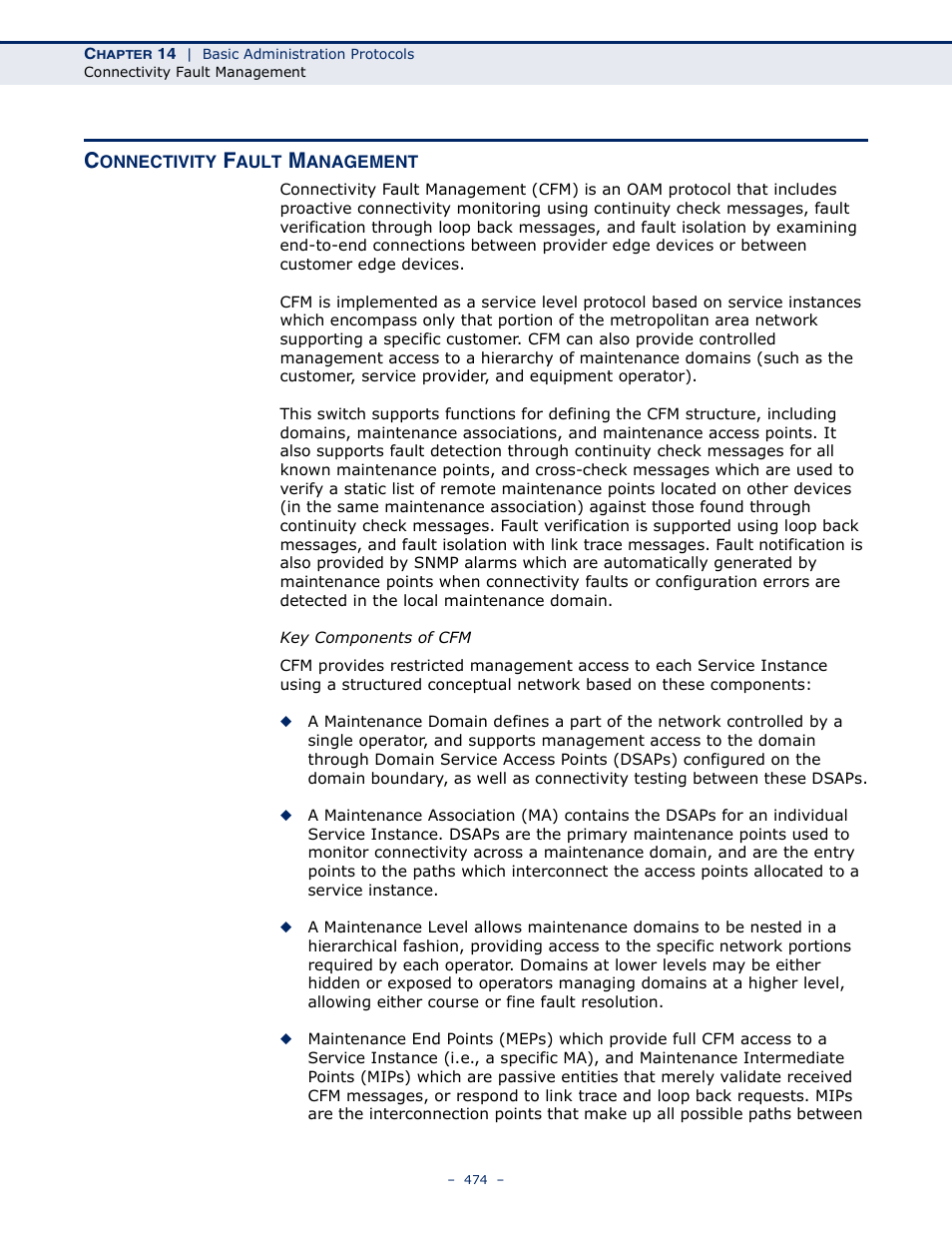 Connectivity fault management, Connectivity fault management (cfm) | LevelOne GTL-2691 User Manual | Page 474 / 1644