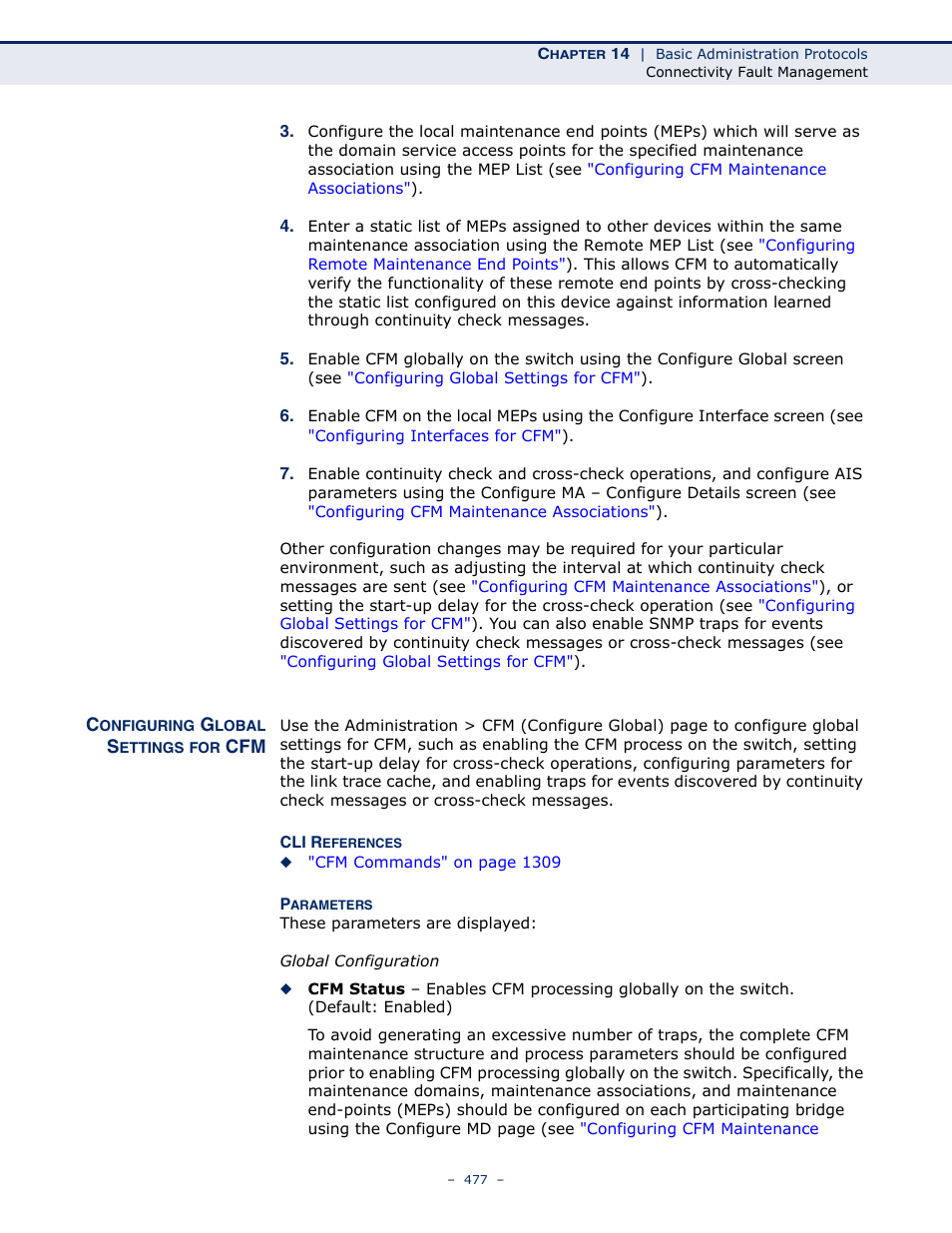 Configuring global settings for cfm | LevelOne GTL-2691 User Manual | Page 477 / 1644