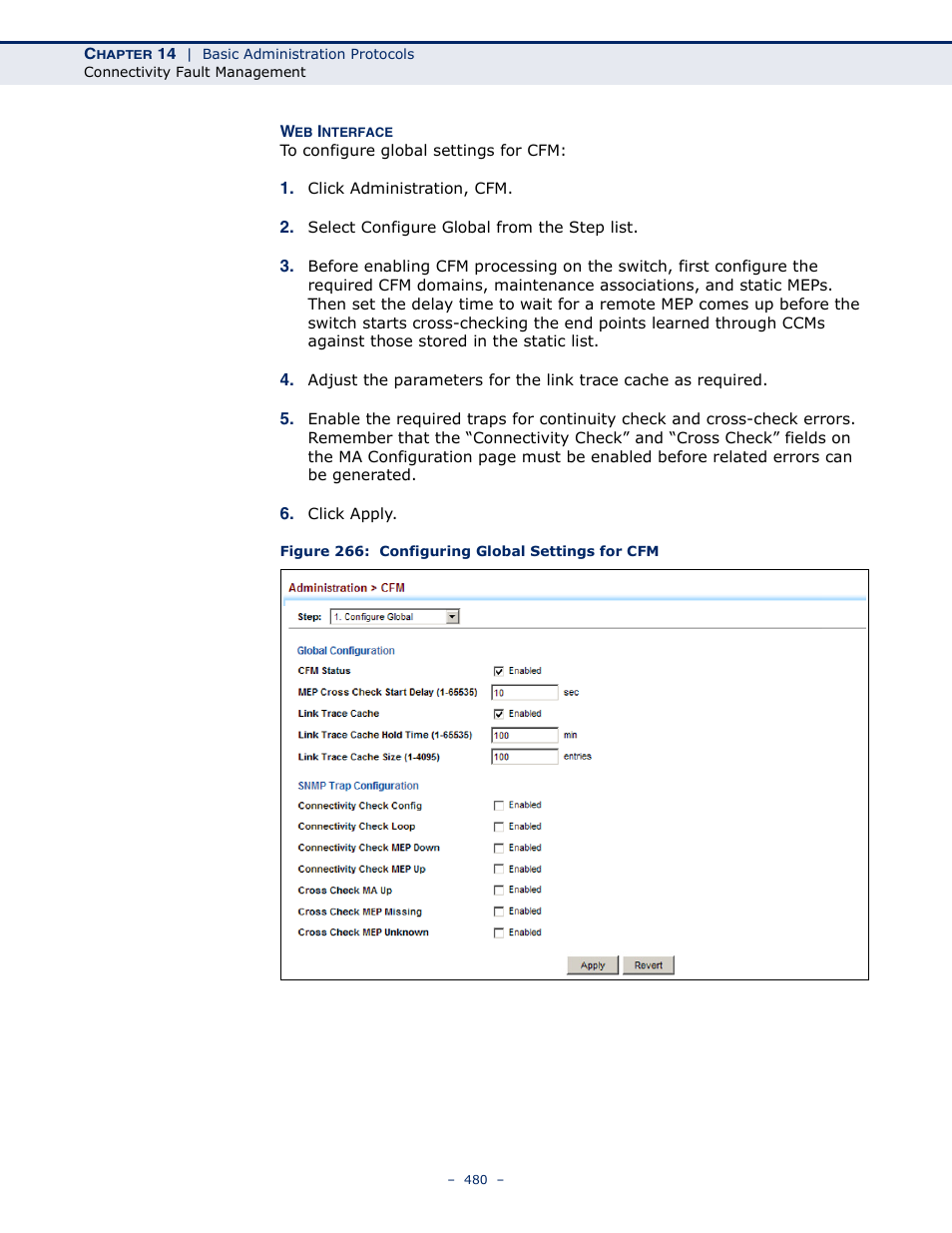 Figure 266: configuring global settings for cfm | LevelOne GTL-2691 User Manual | Page 480 / 1644