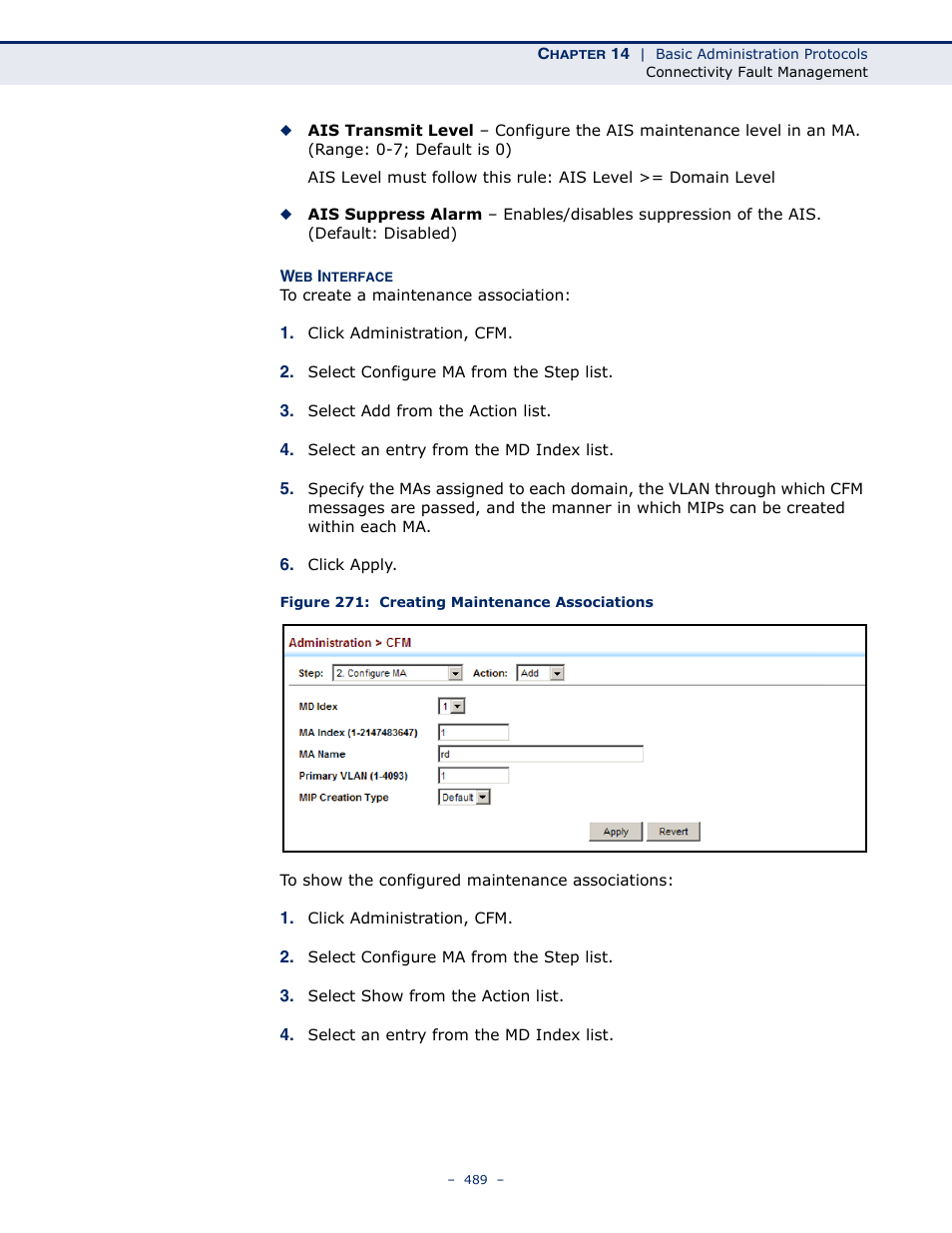 Figure 271: creating maintenance associations | LevelOne GTL-2691 User Manual | Page 489 / 1644