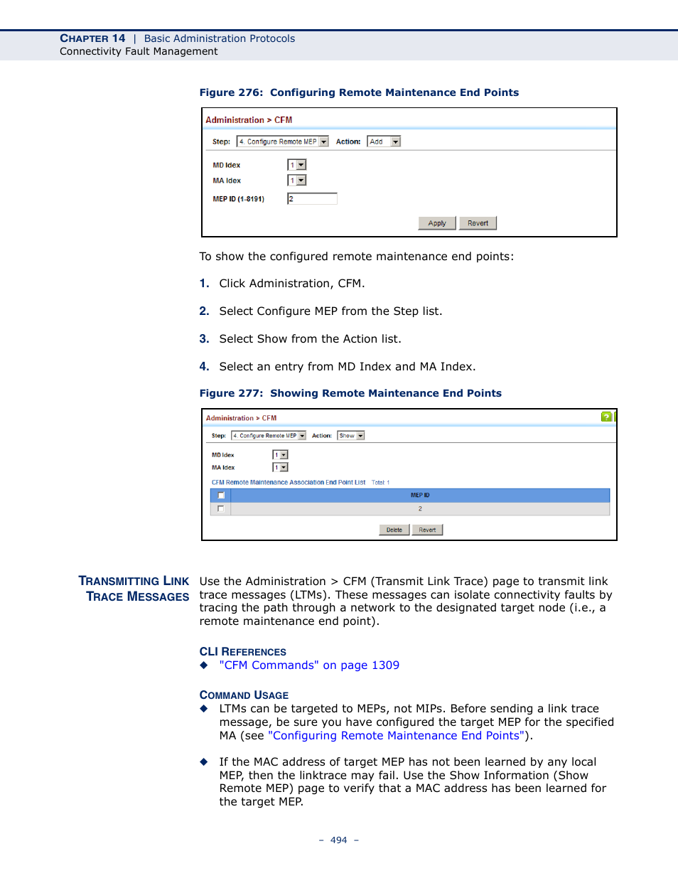 Transmitting link trace messages, Figure 277: showing remote maintenance end points | LevelOne GTL-2691 User Manual | Page 494 / 1644