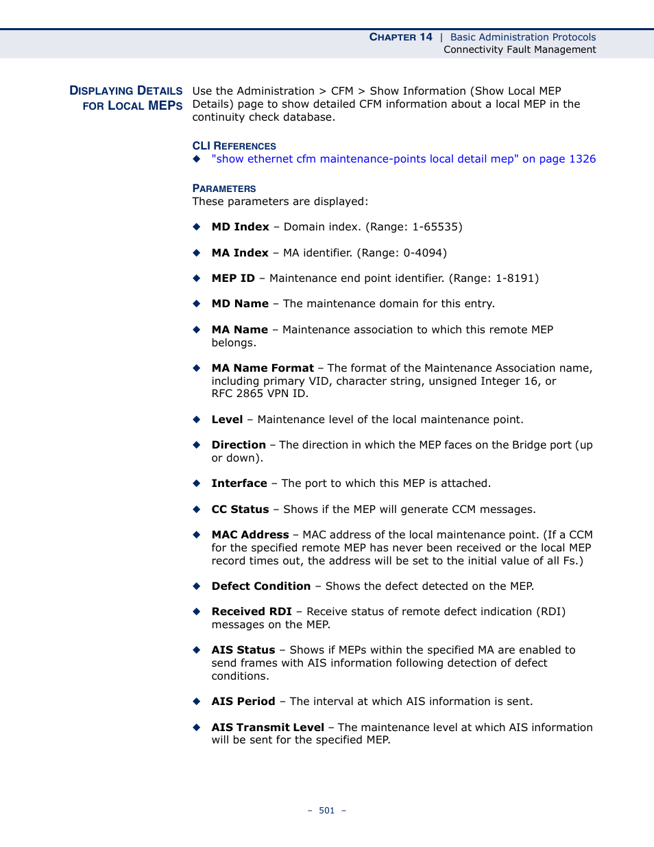 Displaying details for local meps | LevelOne GTL-2691 User Manual | Page 501 / 1644