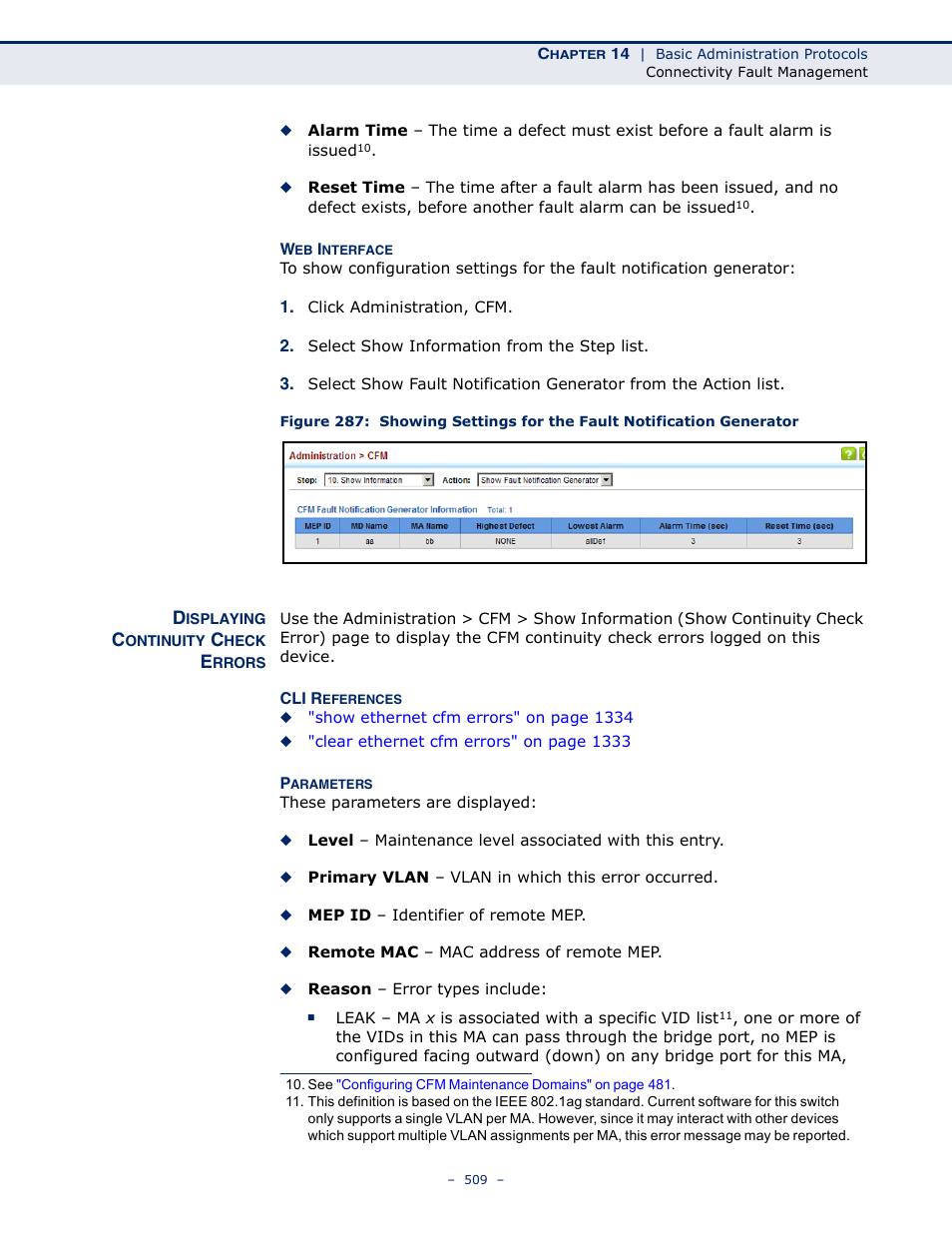 Displaying continuity check errors | LevelOne GTL-2691 User Manual | Page 509 / 1644