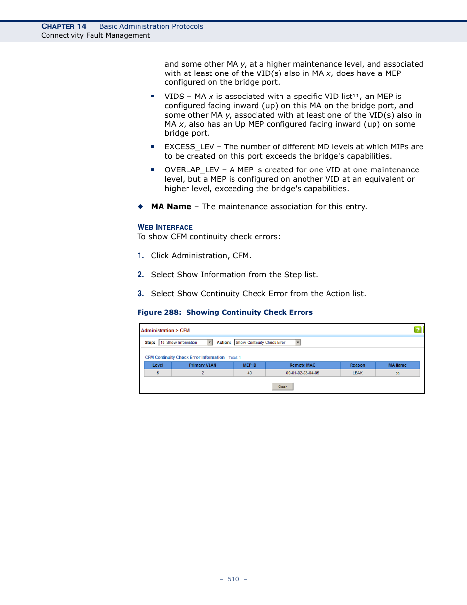 Figure 288: showing continuity check errors | LevelOne GTL-2691 User Manual | Page 510 / 1644