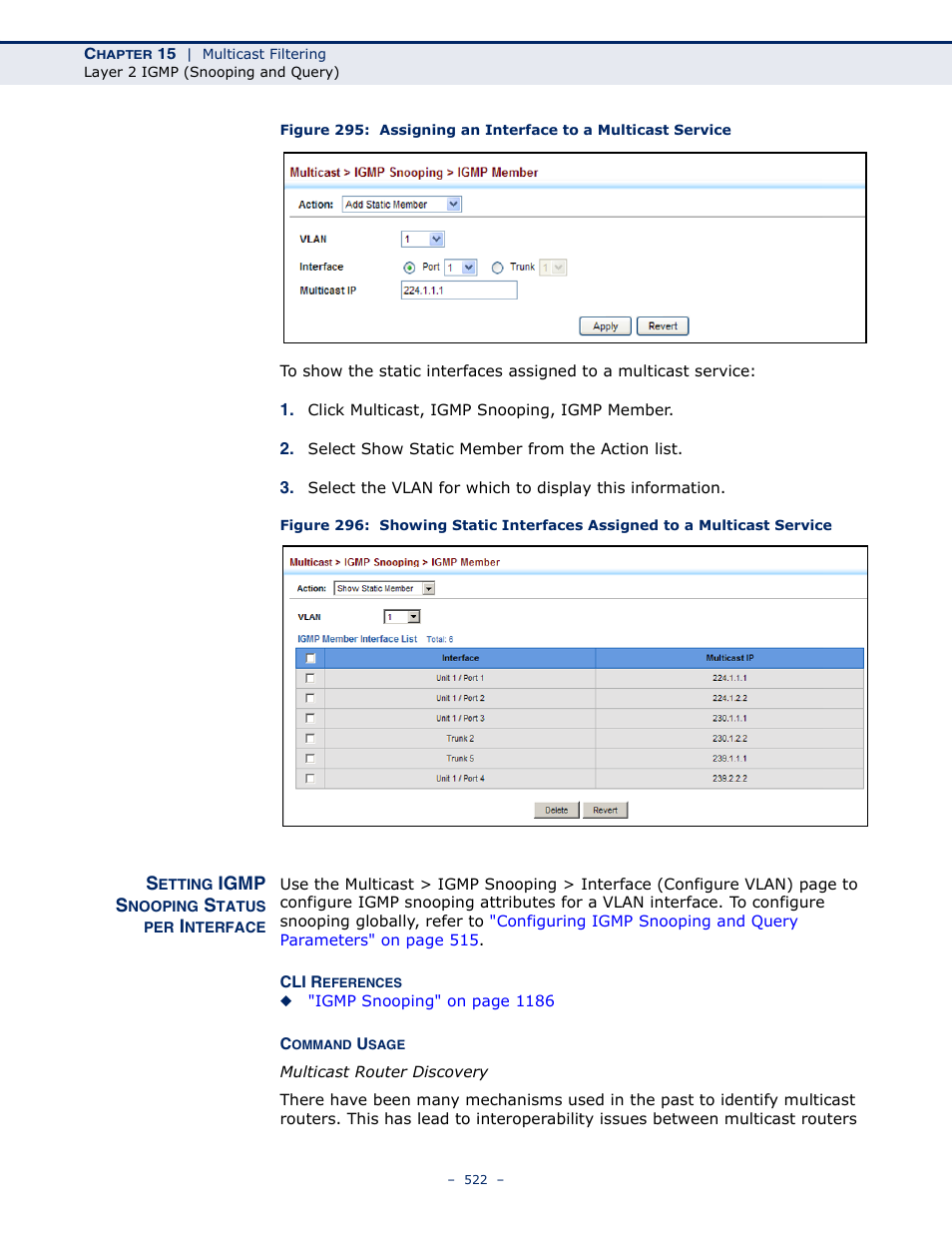 Setting igmp snooping status per interface | LevelOne GTL-2691 User Manual | Page 522 / 1644