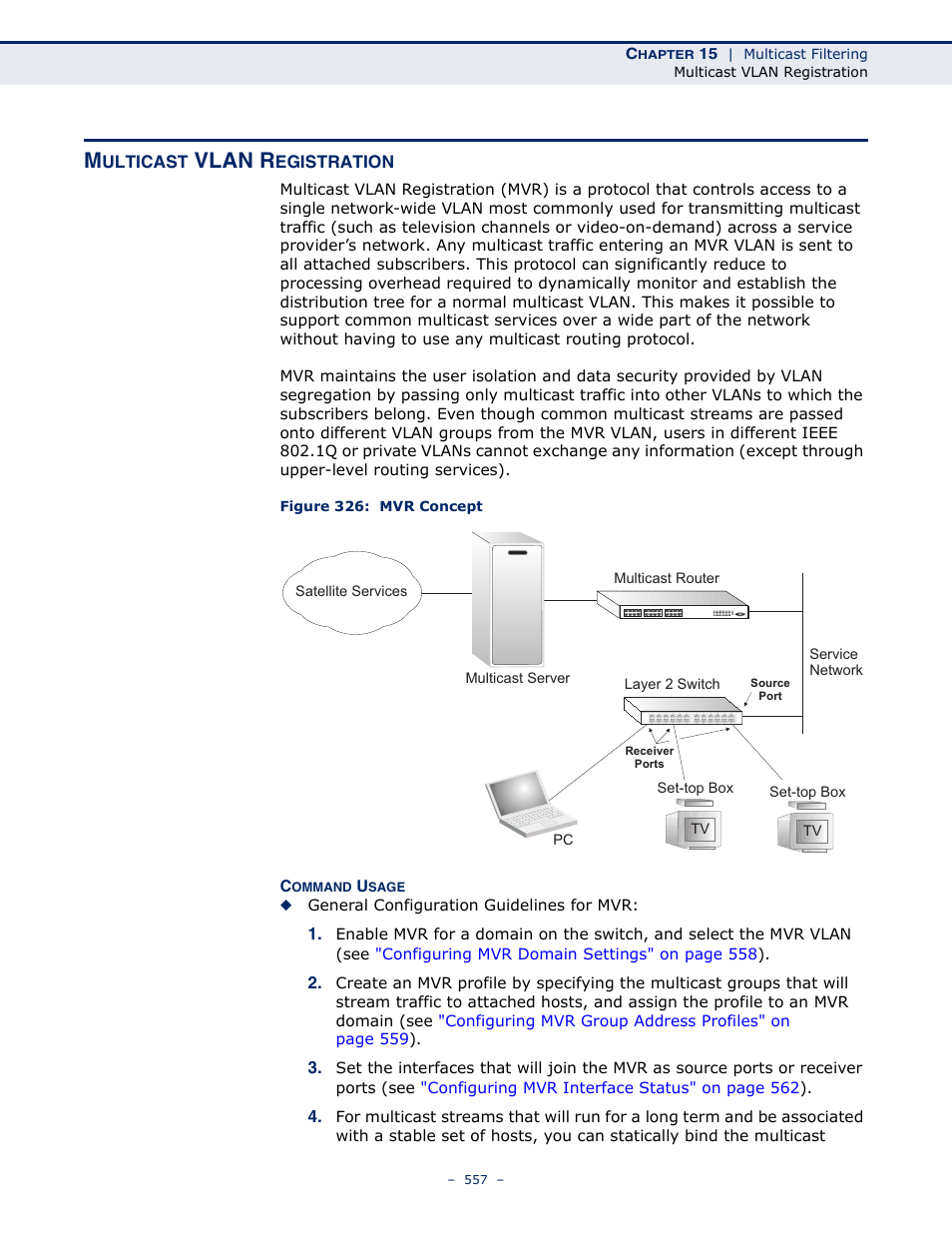 Multicast vlan registration, Figure 326: mvr concept, Multicast vlan registration (mvr) | Vlan r | LevelOne GTL-2691 User Manual | Page 557 / 1644