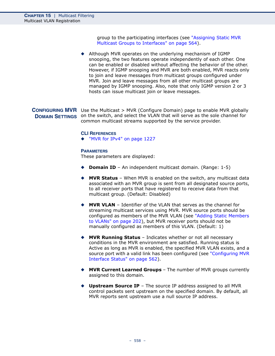 Configuring mvr domain settings | LevelOne GTL-2691 User Manual | Page 558 / 1644