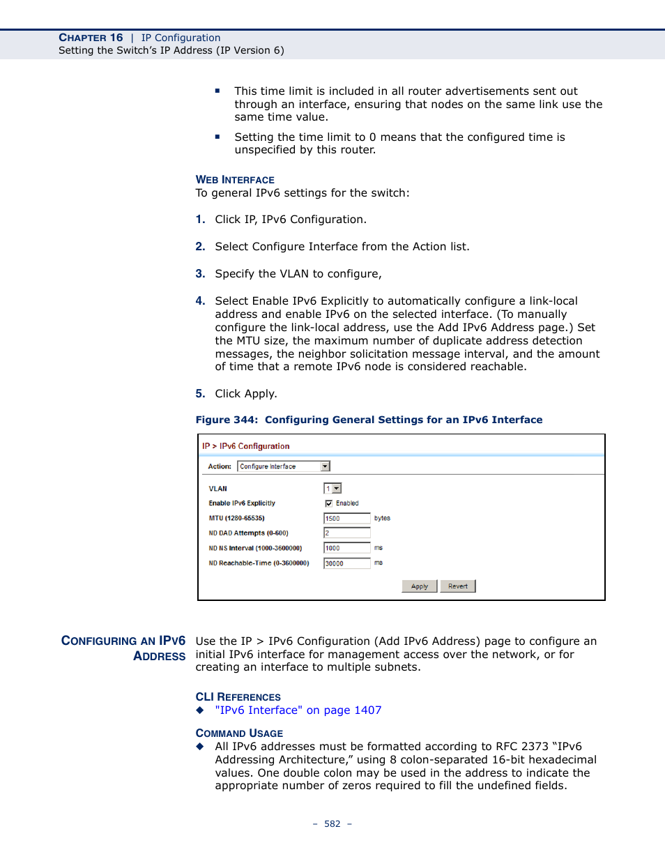 Configuring an ipv6 address | LevelOne GTL-2691 User Manual | Page 582 / 1644