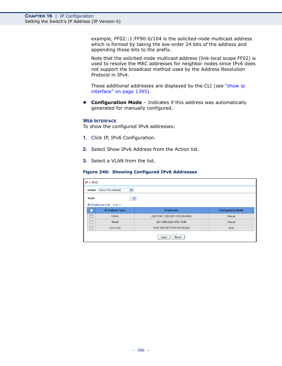 Figure 346: showing configured ipv6 addresses | LevelOne GTL-2691 User Manual | Page 586 / 1644