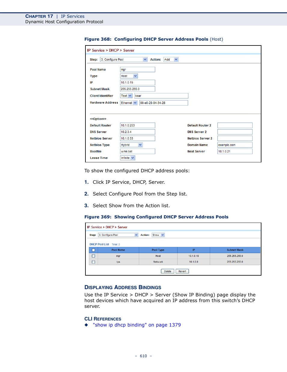 Displaying address bindings | LevelOne GTL-2691 User Manual | Page 610 / 1644