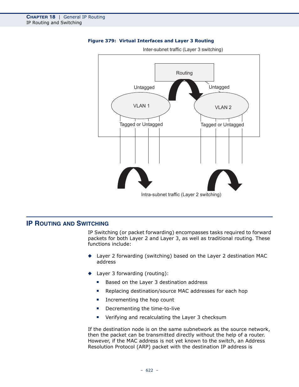 Ip routing and switching, Figure 379: virtual interfaces and layer 3 routing, Ip r | LevelOne GTL-2691 User Manual | Page 622 / 1644