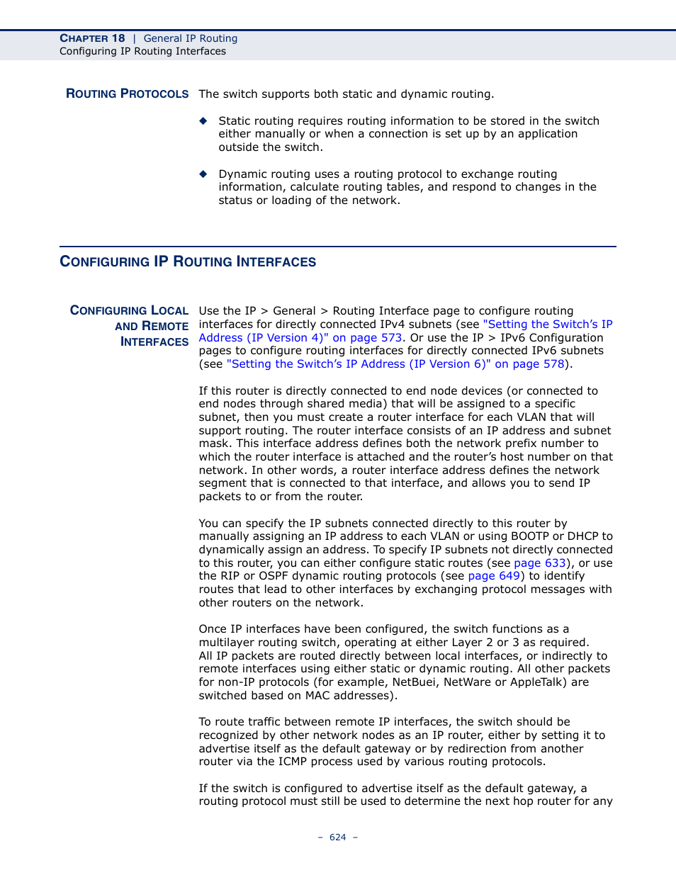 Routing protocols, Configuring ip routing interfaces, Configuring local and remote interfaces | Ip r | LevelOne GTL-2691 User Manual | Page 624 / 1644