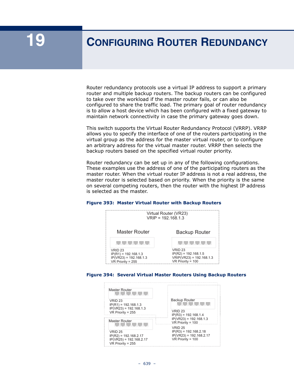 Configuring router redundancy, 19 c, Onfiguring | Outer, Edundancy | LevelOne GTL-2691 User Manual | Page 639 / 1644