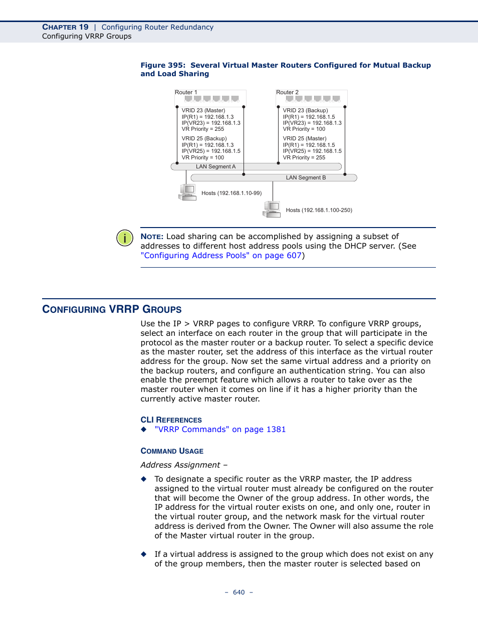 Configuring vrrp groups, Load sharing, Vrrp g | LevelOne GTL-2691 User Manual | Page 640 / 1644