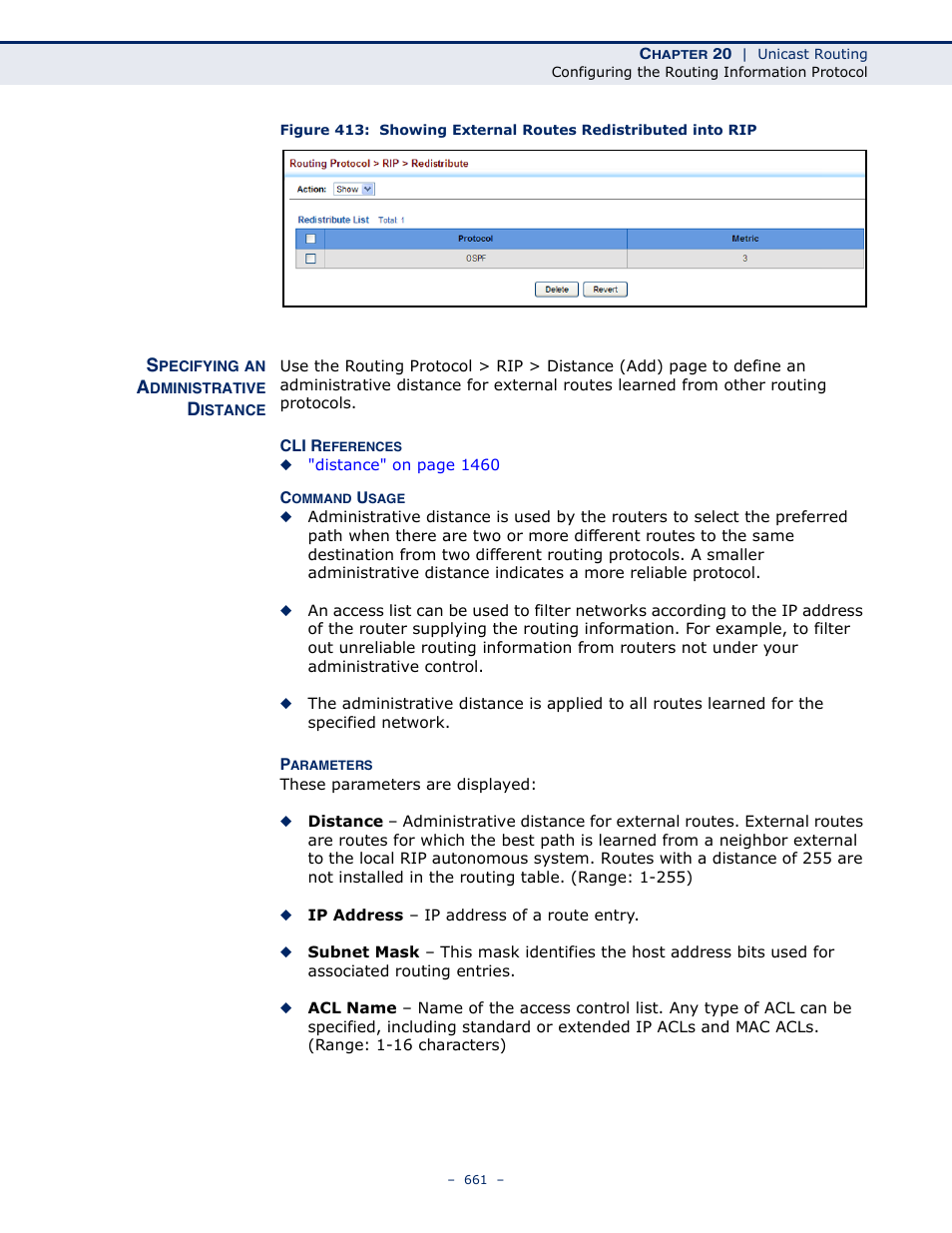 Specifying an administrative distance | LevelOne GTL-2691 User Manual | Page 661 / 1644