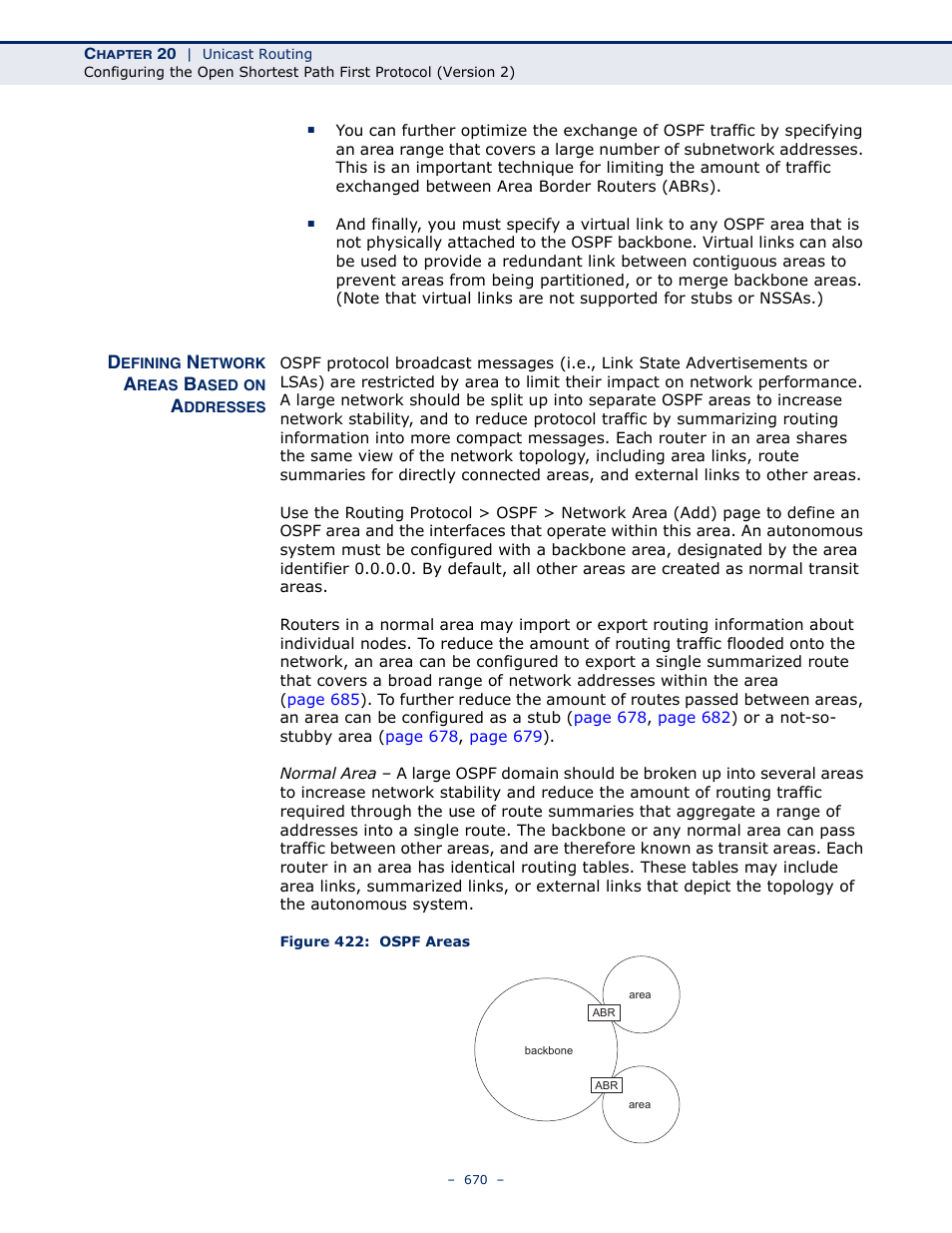 Defining network areas based on addresses, Figure 422: ospf areas | LevelOne GTL-2691 User Manual | Page 670 / 1644